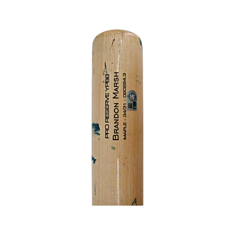 Johan Rojas Philadelphia Phillies 2024 Cracked Game Used Victus Pro Reserve Brandon Marsh YP66 Maple 34/31 Bat (MLB Auth)-Powers Sports Memorabilia