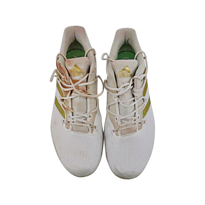 Brandon Marsh Philadelphia Phillies 2024 Game Worn Pair of White/Gold Glitter Adidas Adizero Cleats - Size 12 (Brandon Marsh CX LOA)-Powers Sports Memorabilia