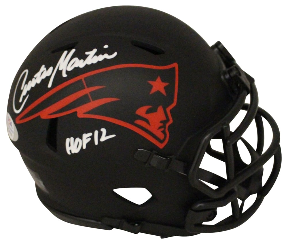 Curtis Martin New England Patriots Eclipse Signed Mini Helmet HOF – PSA Authenticated-Powers Sports Memorabilia