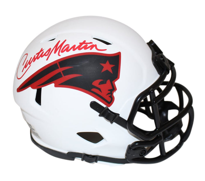 Curtis Martin Signed New England Patriots Lunar Mini Helmet PSA-Powers Sports Memorabilia