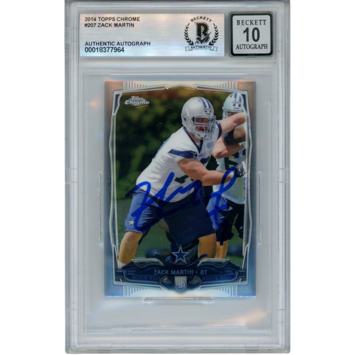 Zack Martin Signed 2014 Topps Chrome Trading Card Slab – Beckett Authenticated-Powers Sports Memorabilia