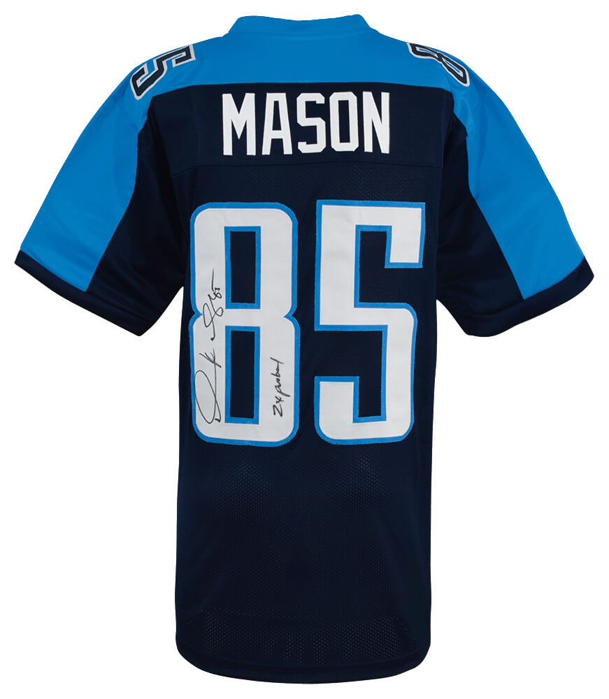 Derrick Mason Autographed Blue Custom Football Jersey with 2x Pro Bowl-Powers Sports Memorabilia
