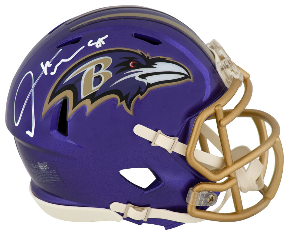 Derrick Mason Autographed Baltimore Ravens FLASH Riddell Speed Mini Helmet-Powers Sports Memorabilia