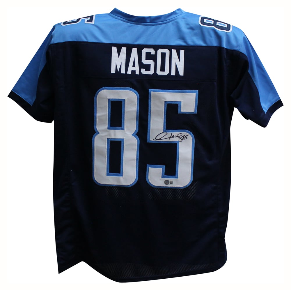 Derrick Mason Signed Pro Style Blue XL Jersey – Beckett Authenticated-Powers Sports Memorabilia