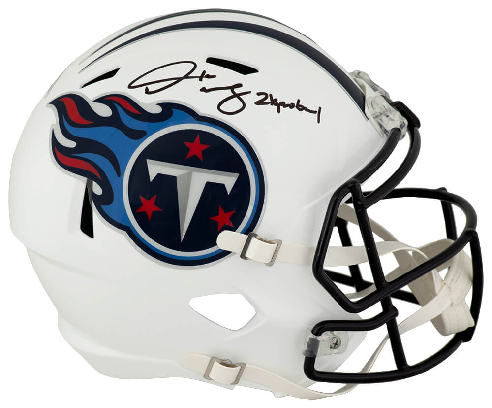 Derrick Mason Autographed Tennessee Titans Riddell Full Size Speed Replica Helmet with 2x Pro Bowl-Powers Sports Memorabilia