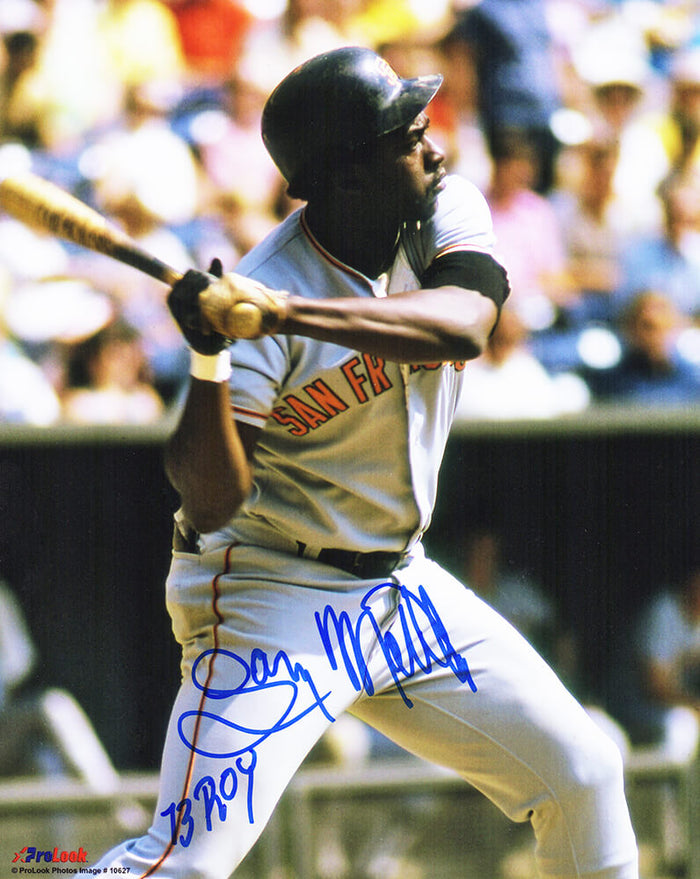 Gary Matthews Autographed San Francisco Giants Batting Action 8x10 Photo with 73 ROY-Powers Sports Memorabilia