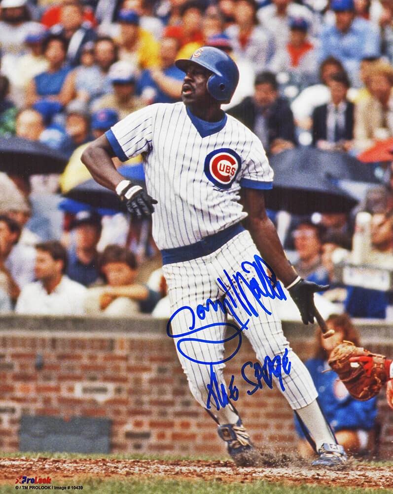 Gary Matthews Chicago Cubs Autographed Swinging 8x10 Photo w/ The Sarge-Powers Sports Memorabilia