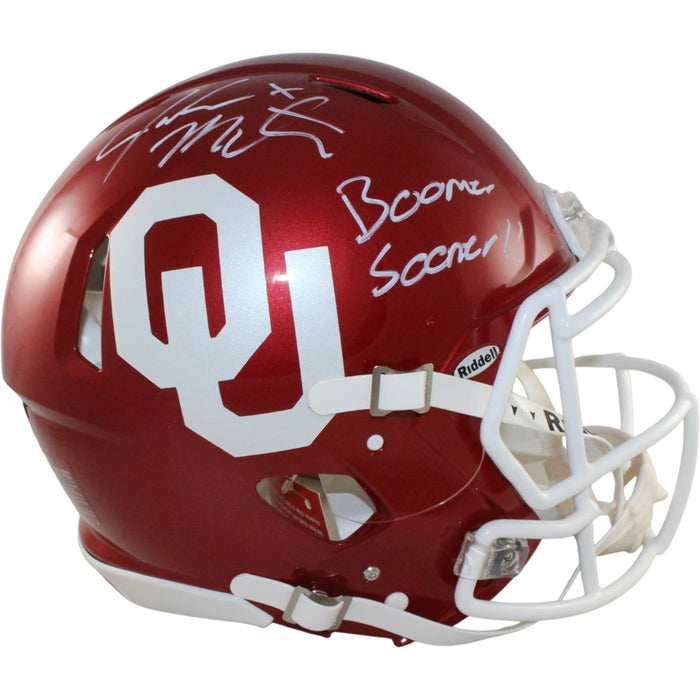 John Mateer Signed Oklahoma Sooners Pro Helmet Boom Beckett WIT-Powers Sports Memorabilia