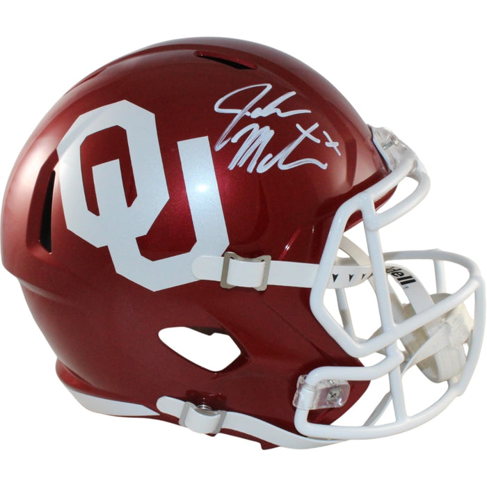 John Mateer Signed Oklahoma Sooners Replica Helmet Beckett WIT-Powers Sports Memorabilia