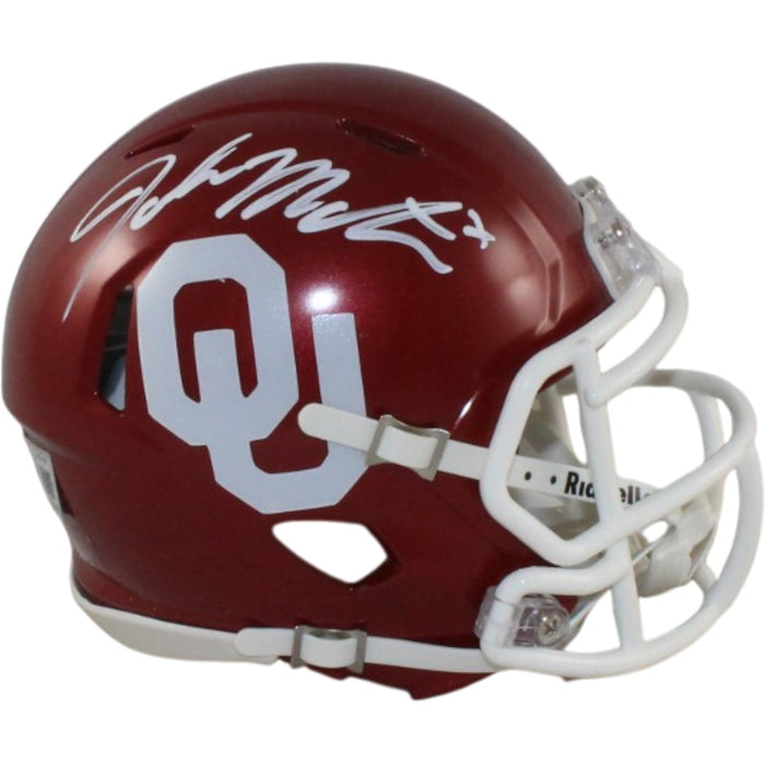 John Mateer Signed Oklahoma Sooners Mini Helmet Beckett WIT-Powers Sports Memorabilia