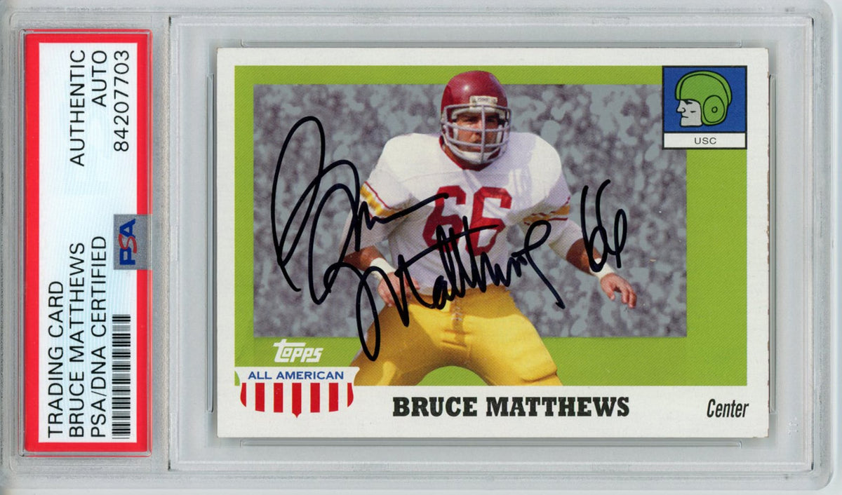 Bruce Matthews USC Trojans Signed Card - 2005 Topps All American PSA Slab PSA-Powers Sports Memorabilia