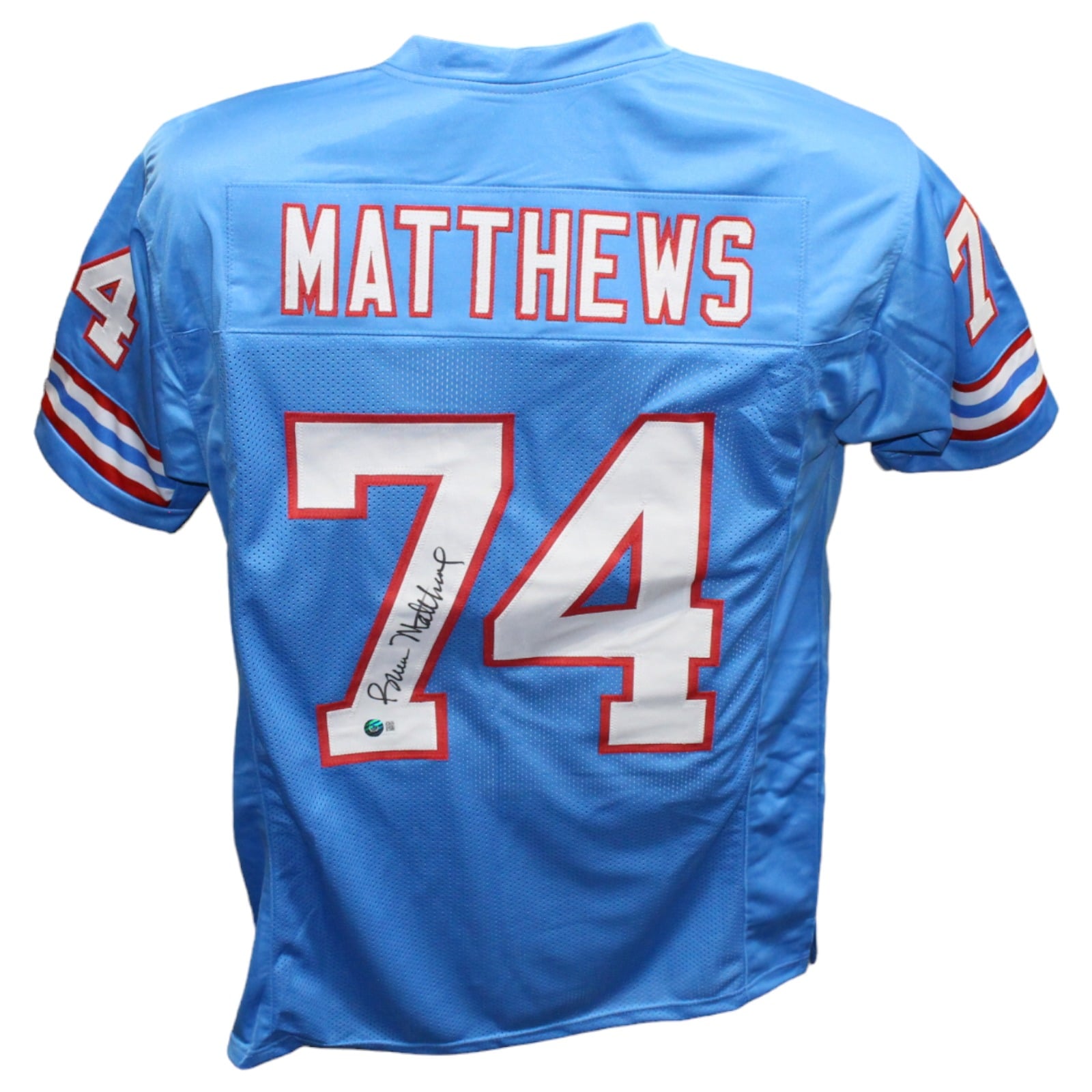 Bruce Matthews Signed Pro Style Blue Jersey – Beckett Authenticated-Powers Sports Memorabilia