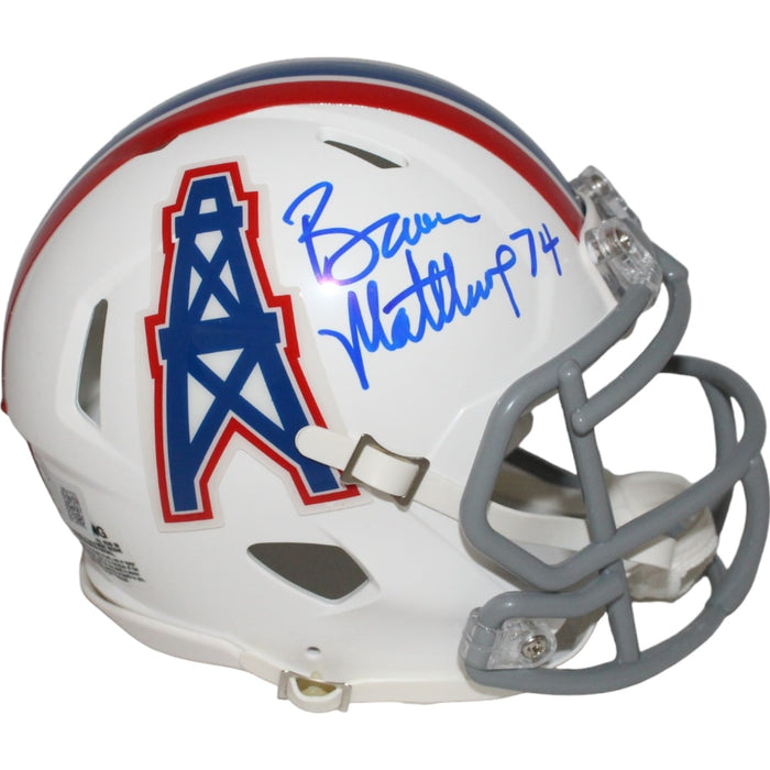 Bruce Matthews Signed Houston Oilers TB Mini Helmet – Beckett Authenticated-Powers Sports Memorabilia