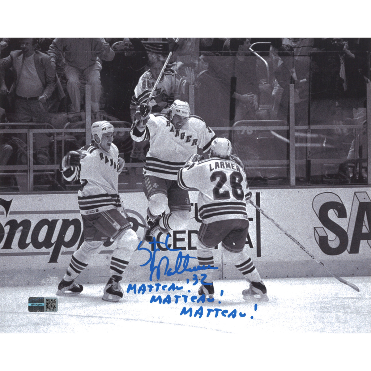 Stephane Matteau New York Rangers Signed Inscribed 'Matteau, Matteau, Matteau' 1994 ECF Finals 8x10 Photo-Powers Sports Memorabilia