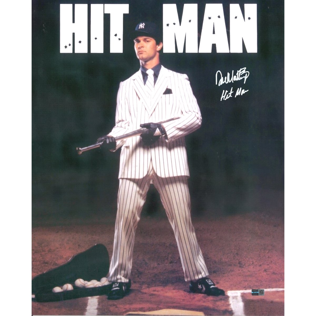 Don Mattingly New York Yankees Signed Inscribed "Hit Man" 16x20 Hit Man Photo-Powers Sports Memorabilia