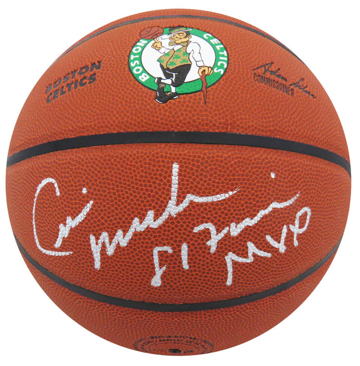 Cedric Maxwell Autographed Wilson Boston Celtics Logo NBA Basketball with 81 Finals MVP-Powers Sports Memorabilia