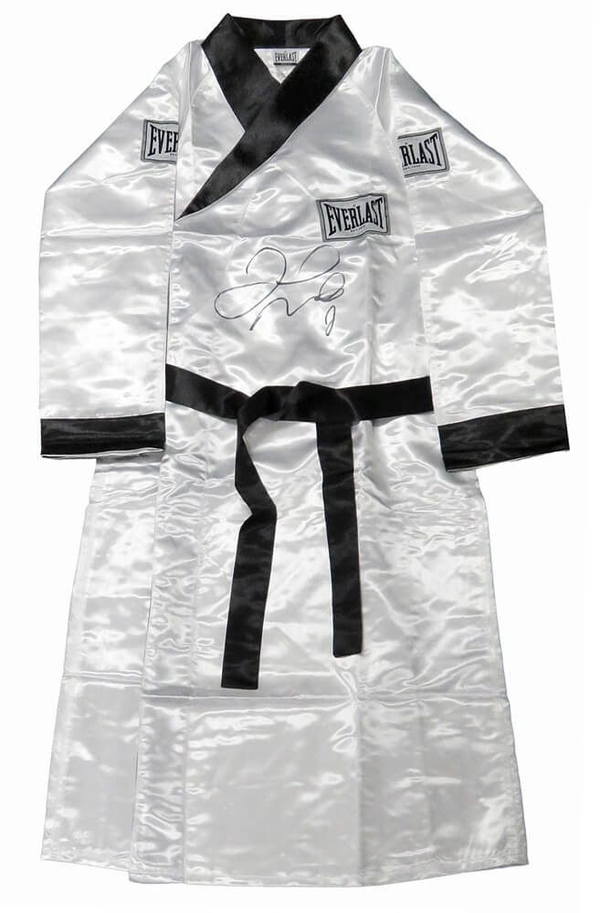 Floyd Mayweather Jr Autographed Everlast White Boxing Robe-Powers Sports Memorabilia