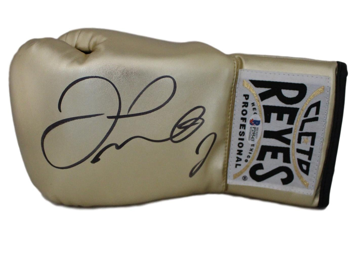 Floyd Mayweather Jr Cleto Reyes Gold Left Hand Signed Boxing Glove BAS-Powers Sports Memorabilia