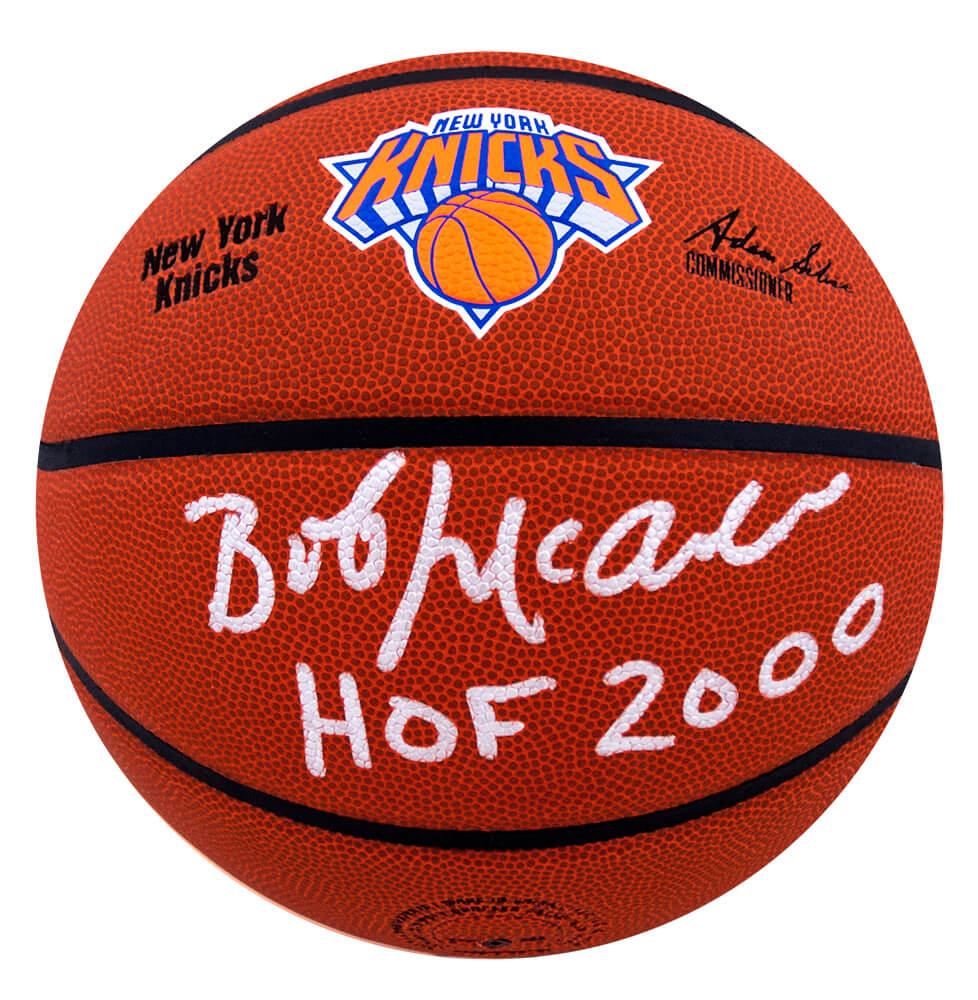 Bob McAdoo Autographed New York Knicks Logo Wilson NBA Basketball with HOF 2000-Powers Sports Memorabilia