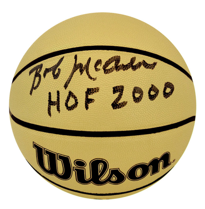Bob McAdoo Autographed Wilson Gold Full Size NBA Basketball w/ HOF 2000-Powers Sports Memorabilia