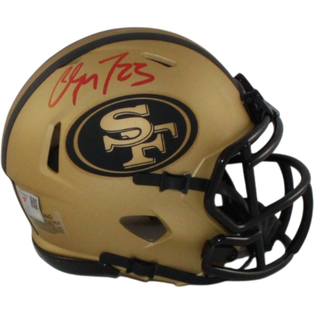 Christian McCaffrey San Francisco 49ers Signed Mini Helmet - Rave Fanatics-Powers Sports Memorabilia