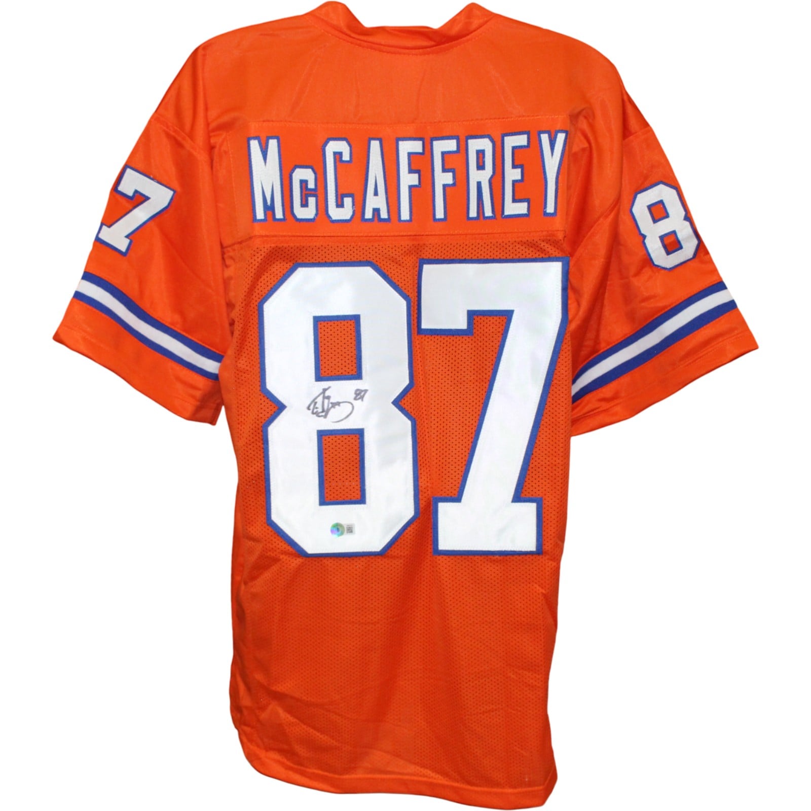 Ed McCaffrey Signed Pro Style XL Orange TB Jersey – Beckett Witness Authenticated-Powers Sports Memorabilia