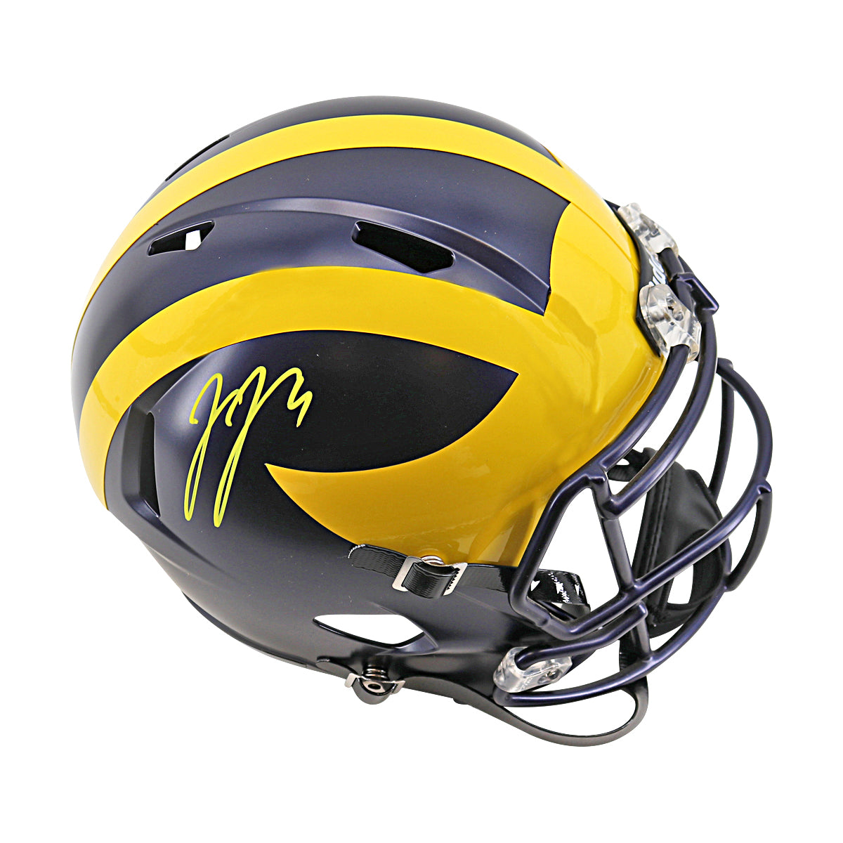 JJ McCarthy University of Michigan Signed Riddell Full Size Replica Speed Helmet (Beckett Auth)-Powers Sports Memorabilia