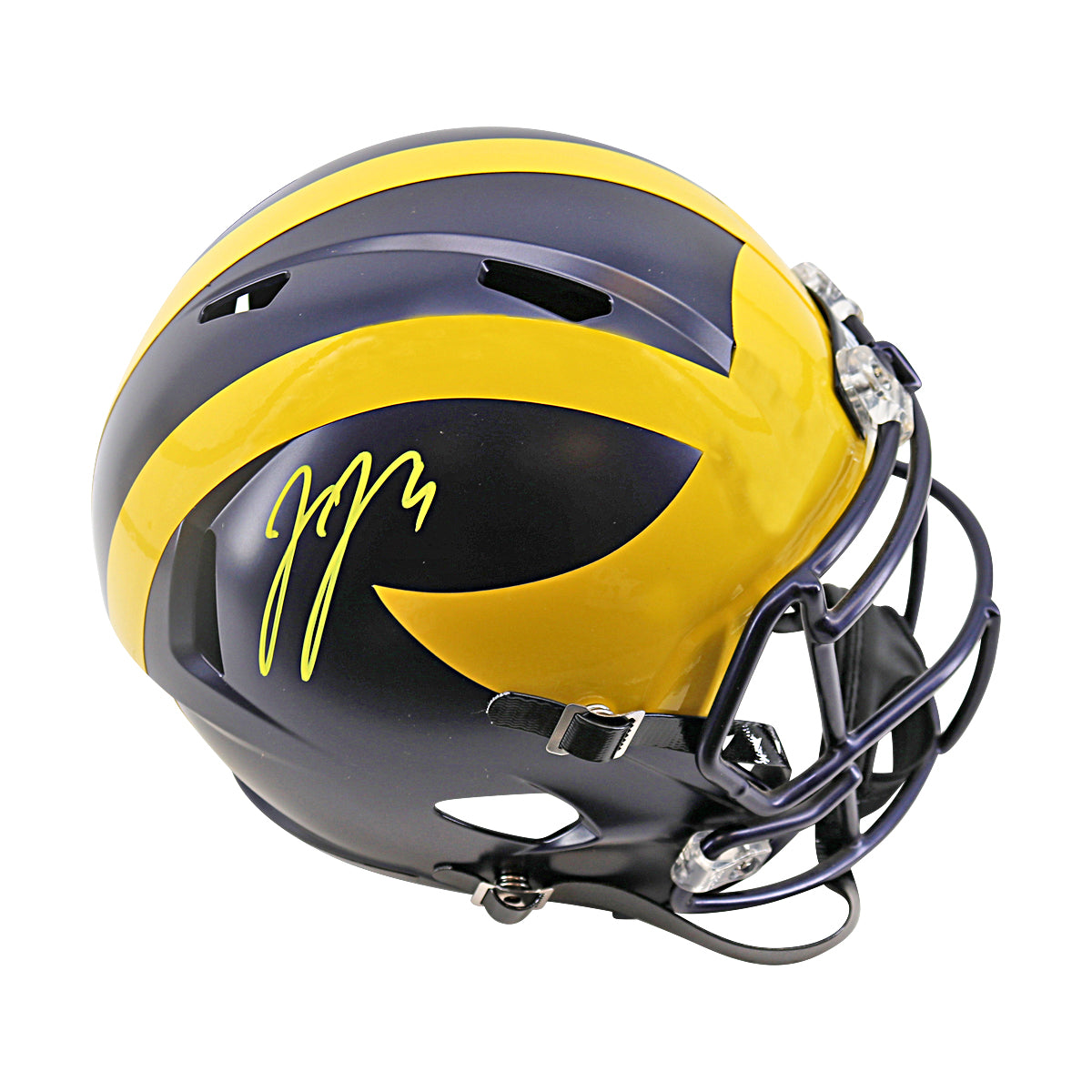 JJ McCarthy University of Michigan Signed Riddell Full Size Replica Speed Helmet (Beckett Auth)-Powers Sports Memorabilia