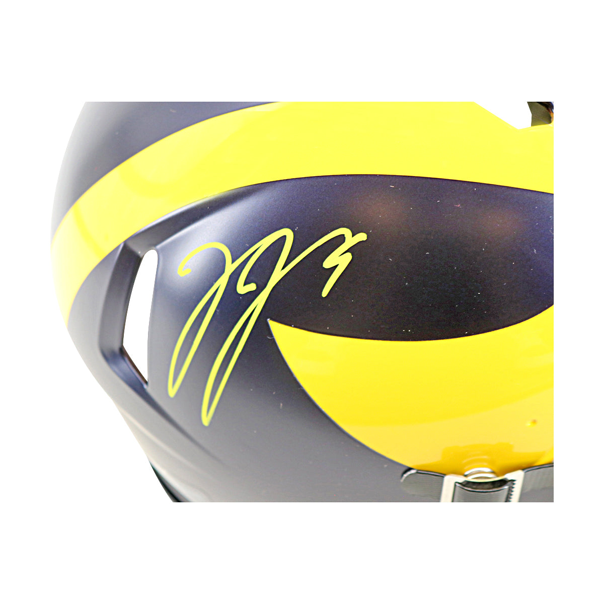 JJ McCarthy University of Michigan Signed Riddell Full Size Authentic Speed Helmet (Beckett Auth)-Powers Sports Memorabilia