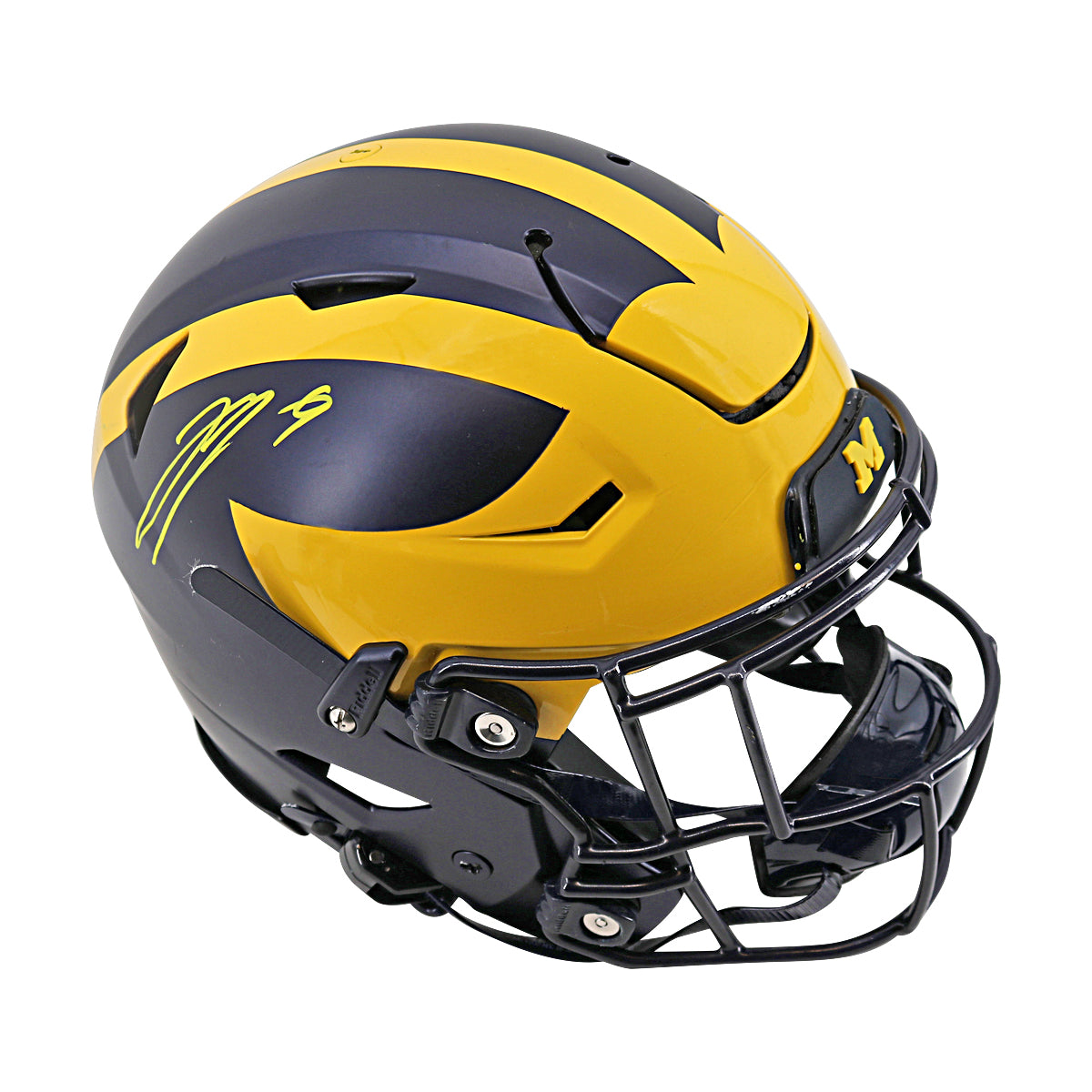 JJ McCarthy University of Michigan Signed Riddell Team Issued F/S Speedflex Authentic Helmet (Beckett Auth)-Powers Sports Memorabilia