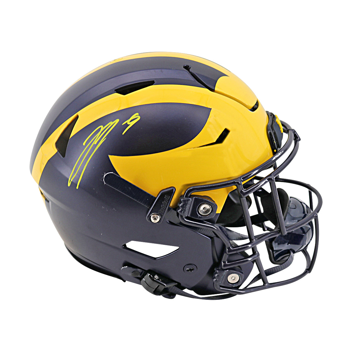 JJ McCarthy University of Michigan Signed Riddell Team Issued F/S Speedflex Authentic Helmet (Beckett Auth)-Powers Sports Memorabilia
