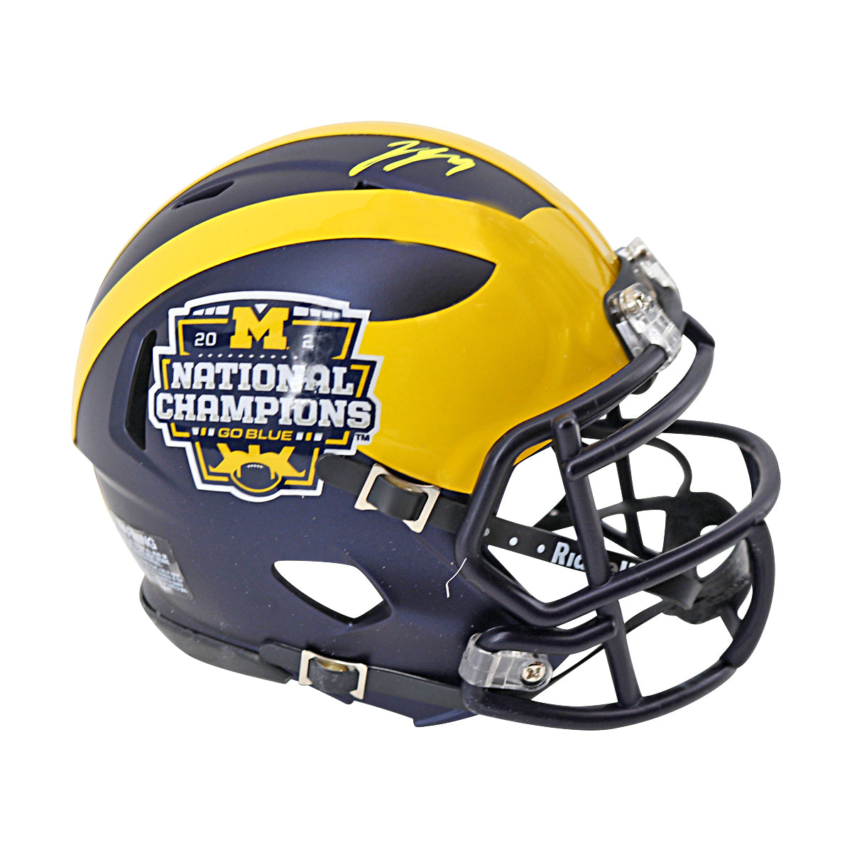JJ McCarthy University of Michigan Signed Riddell 2023 National Champions Mini Helmet-Powers Sports Memorabilia