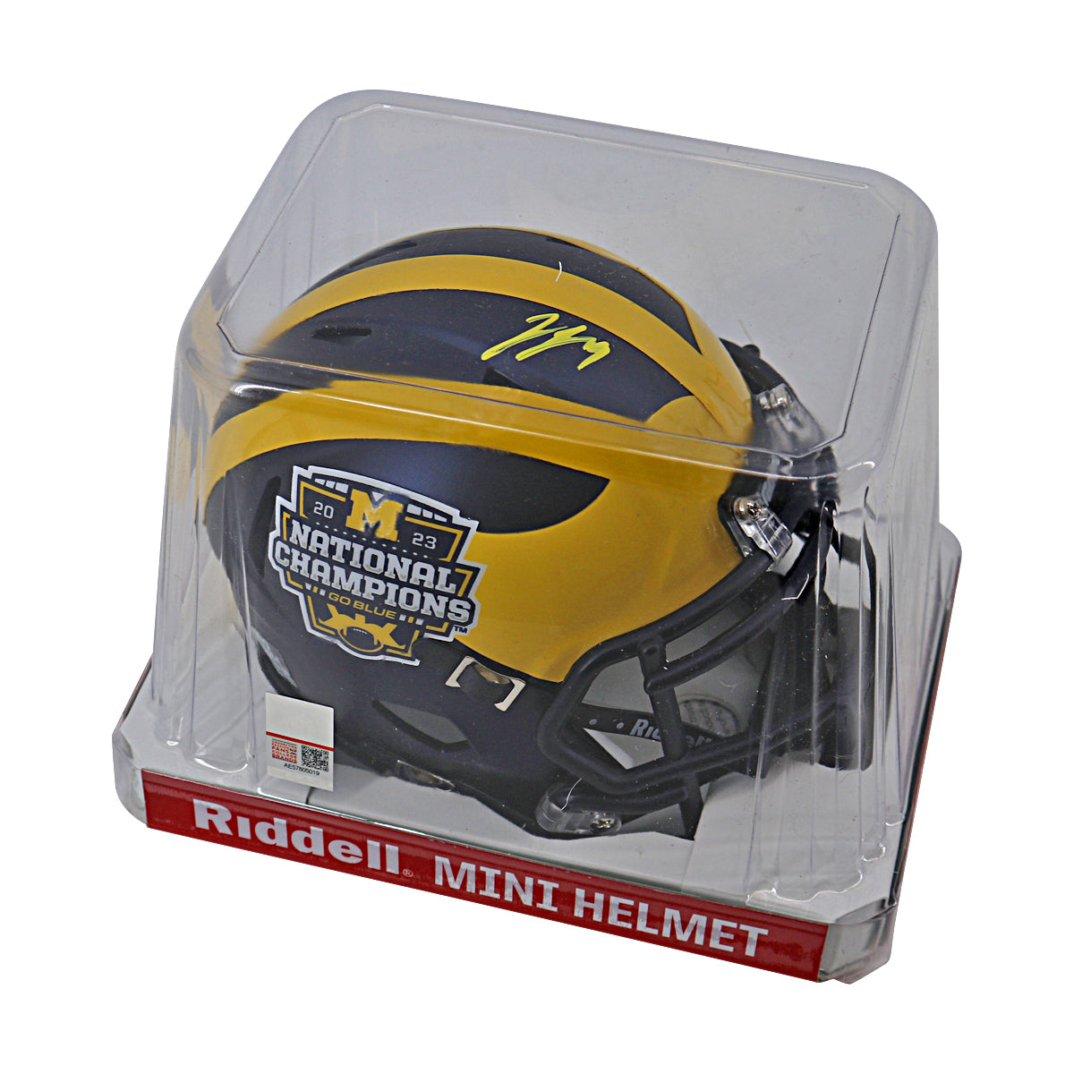 JJ McCarthy University of Michigan Signed Riddell 2023 National Champions Mini Helmet-Powers Sports Memorabilia