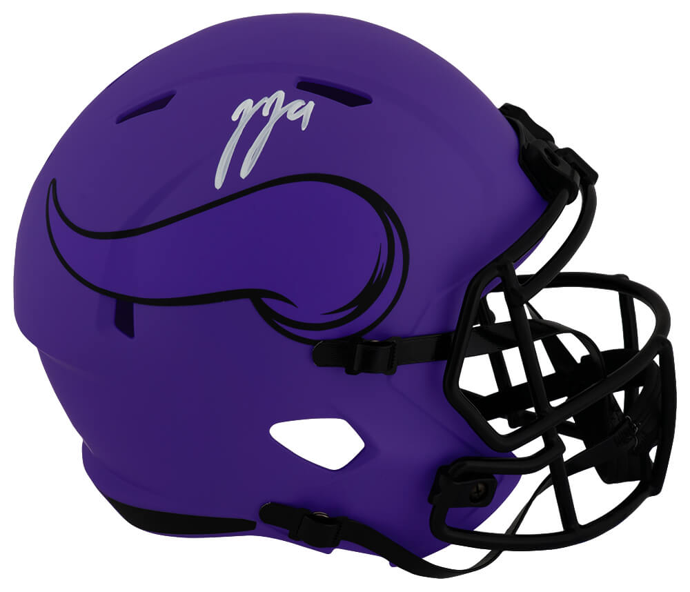 J.J. McCarthy Autographed Minnesota Vikings RAVE Riddell Full Size Speed Replica Helmet-Powers Sports Memorabilia
