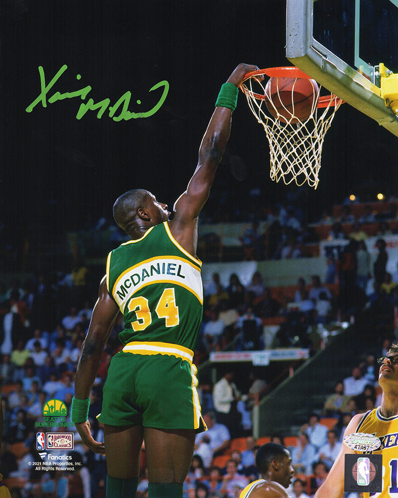 Xavier McDaniel Autographed Seattle Supersonics Dunking Action 8x10 Photo