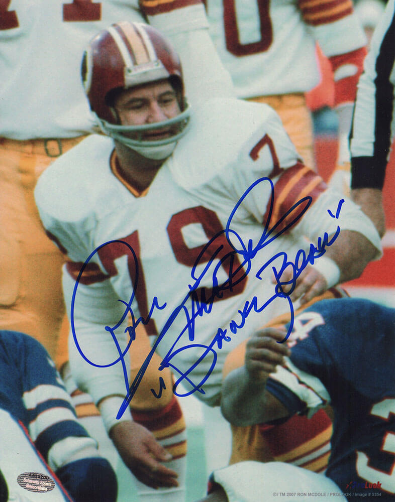 Ron McDole Autographed Washington Football Team Action 8x10 Photo with Dancing Bear-Powers Sports Memorabilia