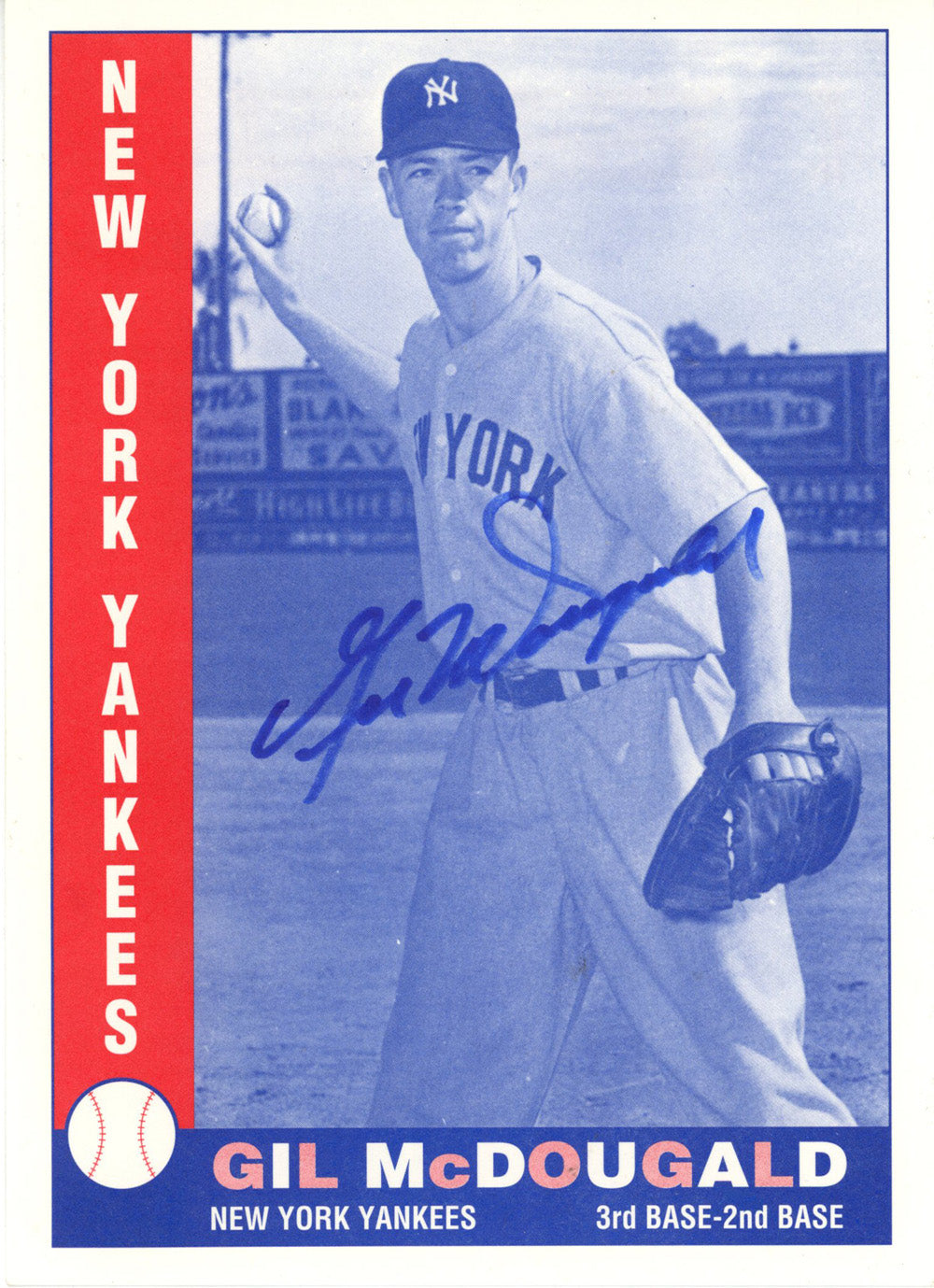 Gil McDougald New York Yankees 4.5" x 5.5" Stat Advertisement Signed Card-Powers Sports Memorabilia