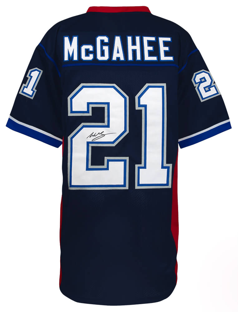 Willis McGahee Autographed Navy Blue Custom Football Jersey-Powers Sports Memorabilia