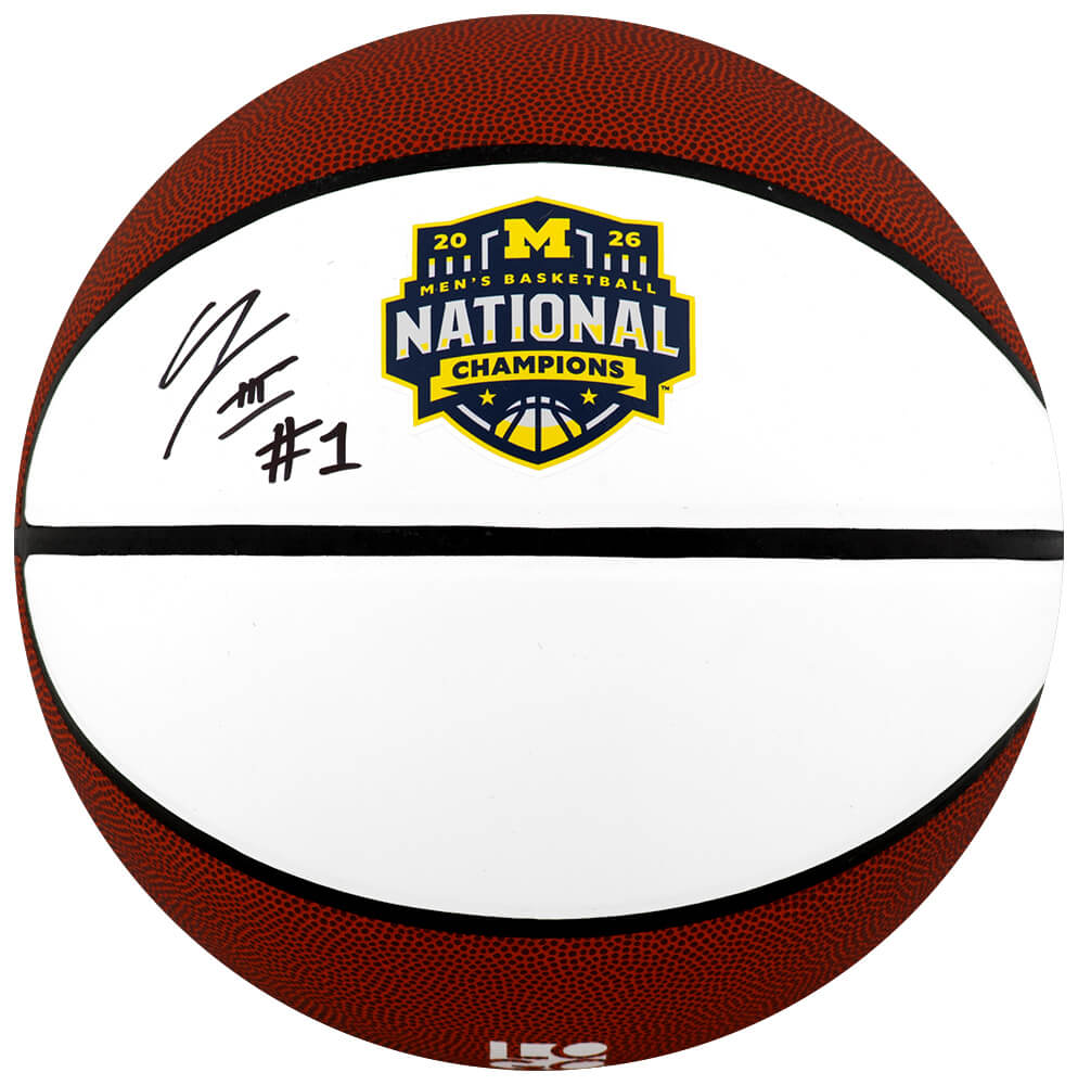 Trey McKenney Autographed Michigan Wolverines 2026 National Champions White Logo Basketball-Powers Sports Memorabilia