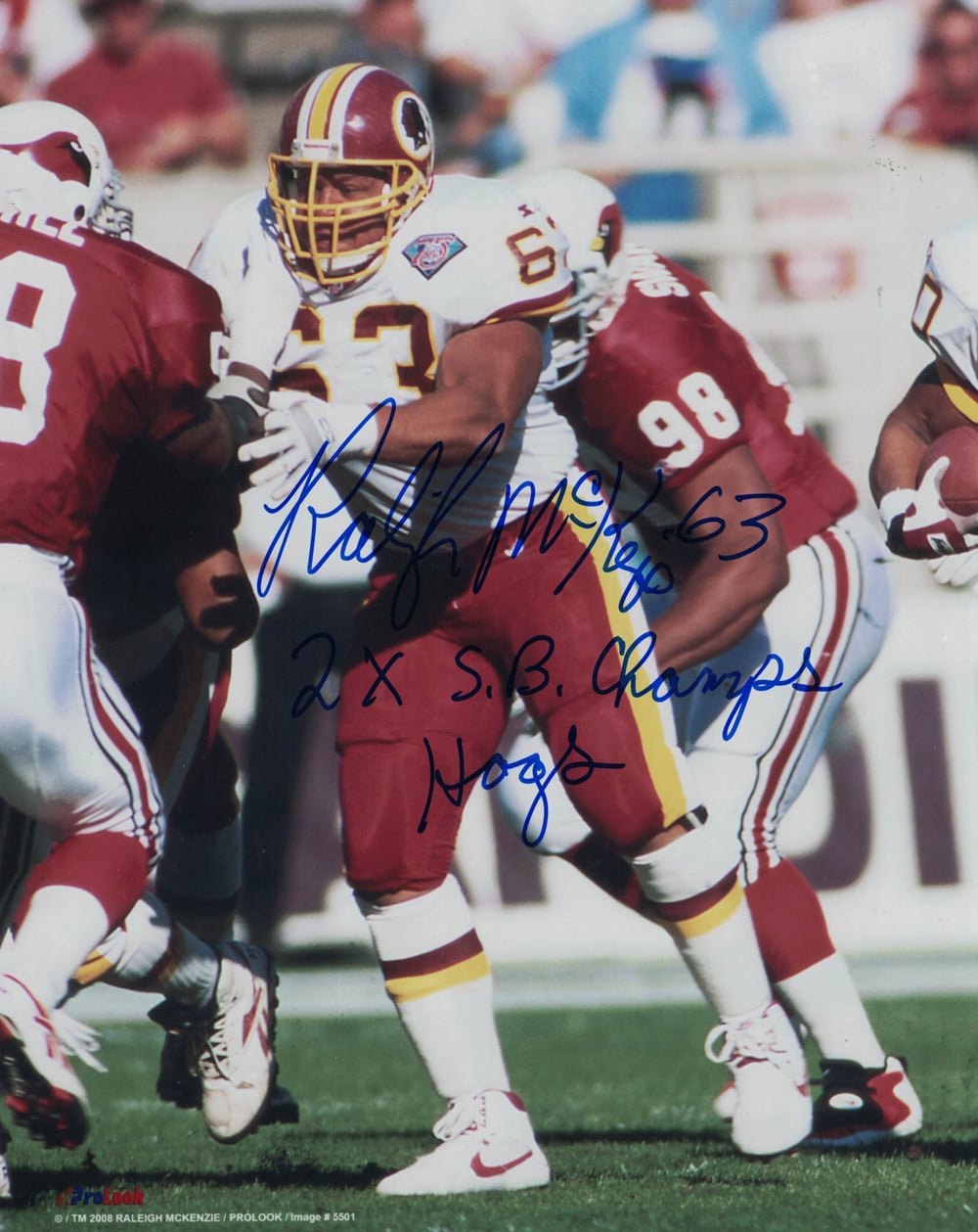 Raleigh Mckenzie Signed Washington Redskins 8x10 Photo 2 Insc-Powers Sports Memorabilia