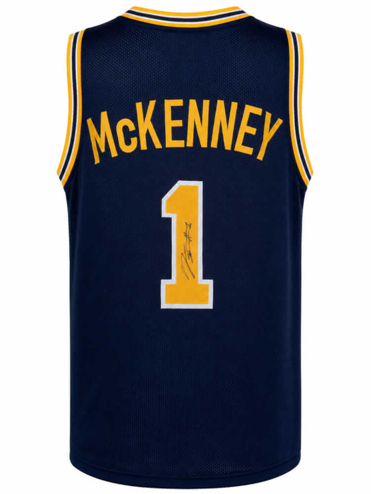 Trey McKenney Autographed Navy Custom College Basketball Jersey-Powers Sports Memorabilia