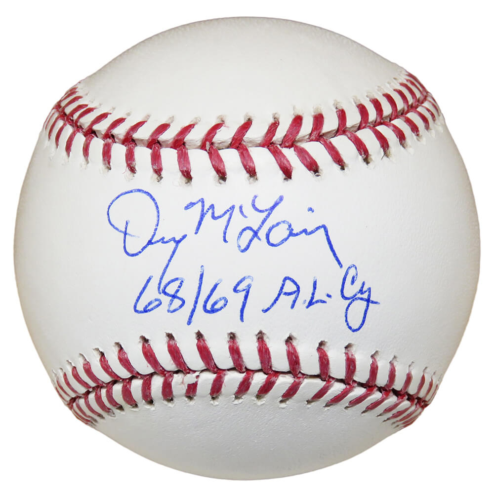 Denny McLain Autographed Official MLB Baseball with 68, 69 AL CY-Powers Sports Memorabilia
