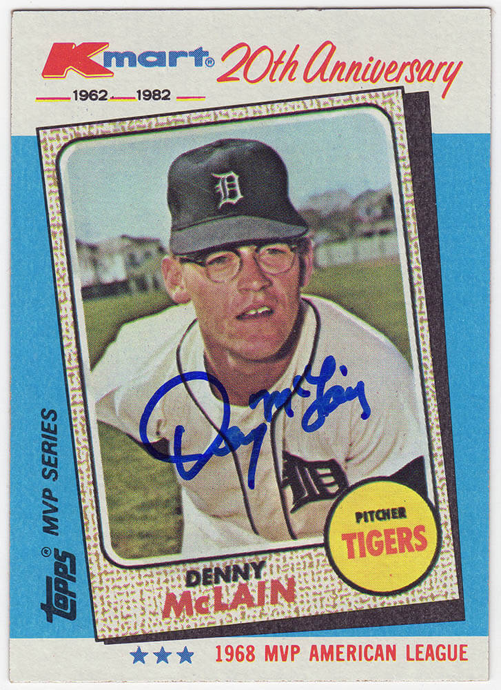 Denny McLain Autographed Detroit Tigers 1982 Topps Kmart Baseball Trading Card #13-Powers Sports Memorabilia