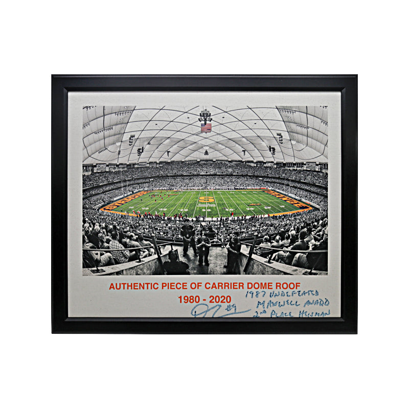 Don McPherson Syracuse University Signed and Multi-Inscribed 20"x24" Carrier Dome Roof with Football Game Embellishment-Powers Sports Memorabilia