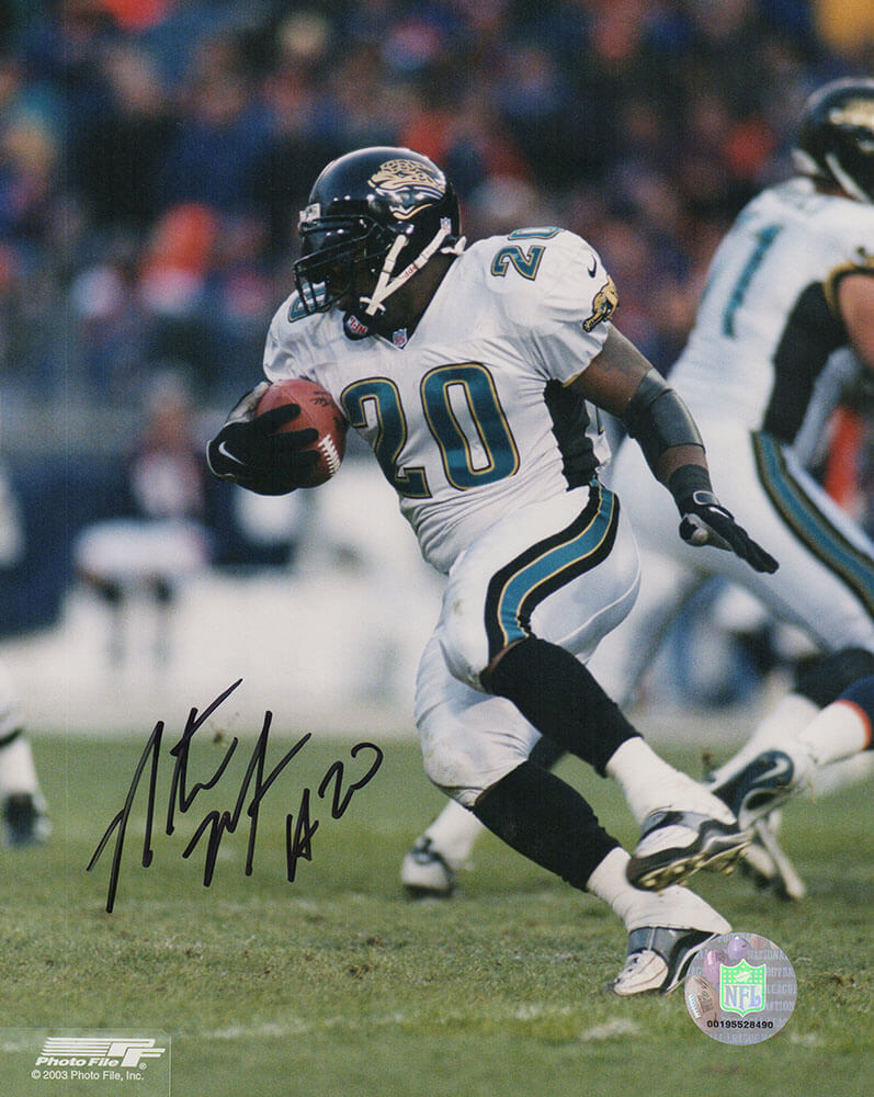 Natrone Means Autographed Jacksonville Jaguars White Jersey Action 8x10 Photo-Powers Sports Memorabilia