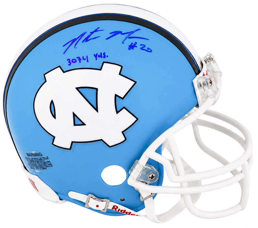 Natrone Means Autographed UNC Tar Heels Riddell (VSR4) Mini Helmet with 3074 Yds-Powers Sports Memorabilia
