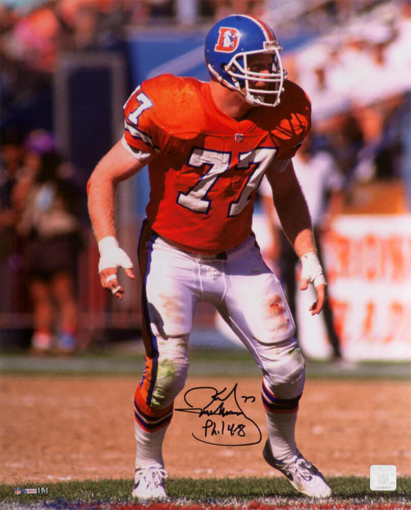 Karl Mecklenburg Autographed Denver Broncos Action 16x20 Photo-Powers Sports Memorabilia