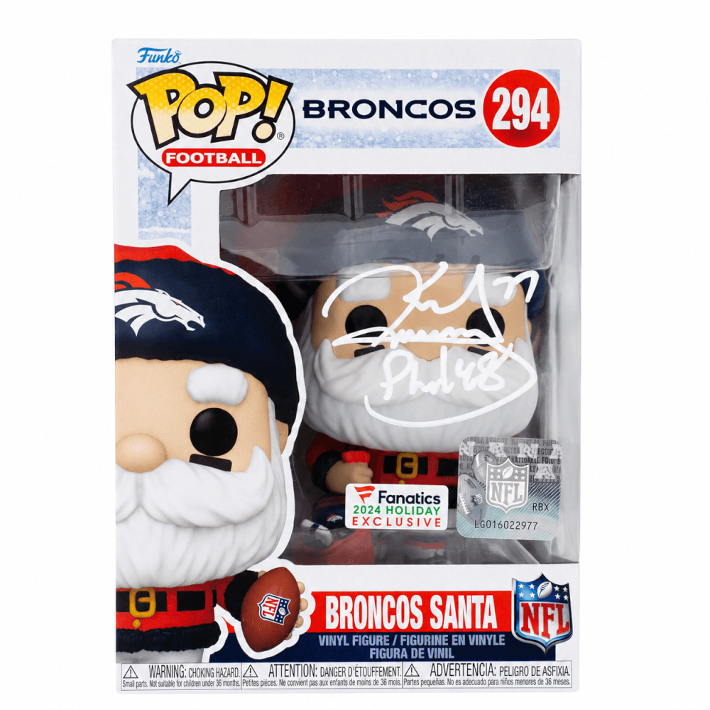 Karl Mecklenburg Denver Broncos Autographed SANTA Funko Pop #294-Powers Sports Memorabilia