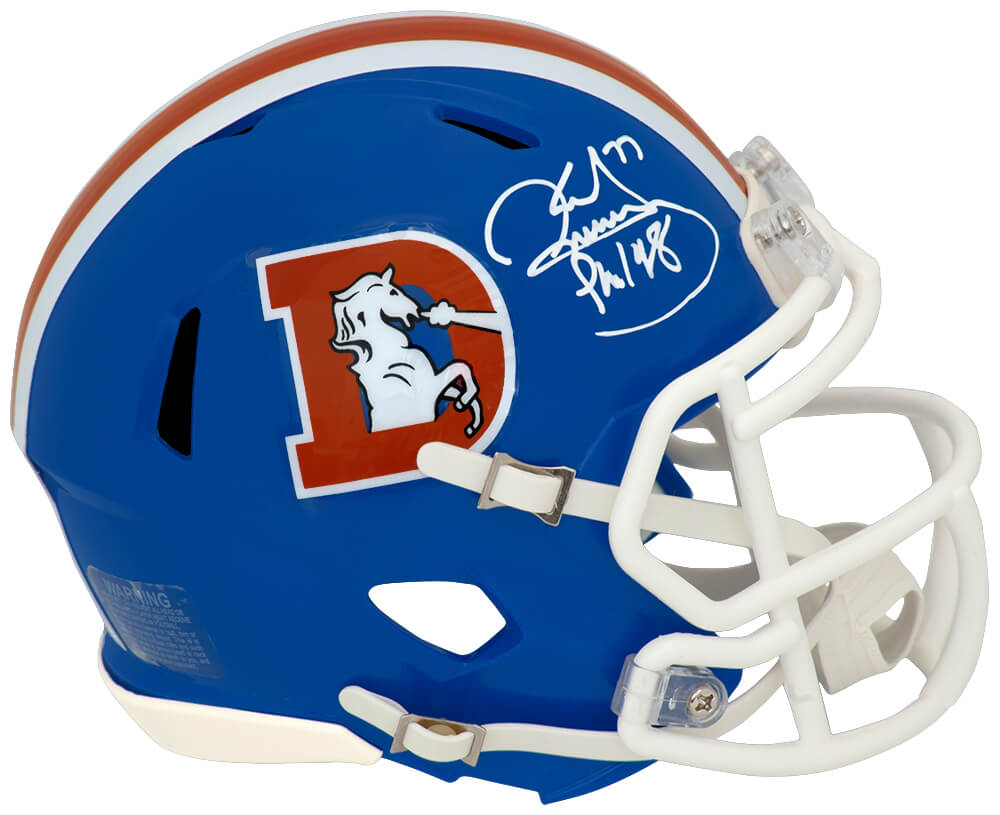 Karl Mecklenburg Autographed Denver Broncos Throwback D Logo Riddell Speed Mini Helmet-Powers Sports Memorabilia