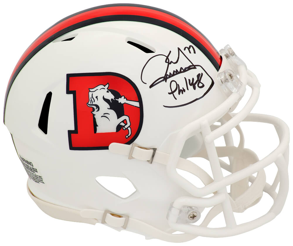 Karl Mecklenburg Autographed Denver Broncos 2023 Alternate White Riddell Speed Mini Helmet-Powers Sports Memorabilia